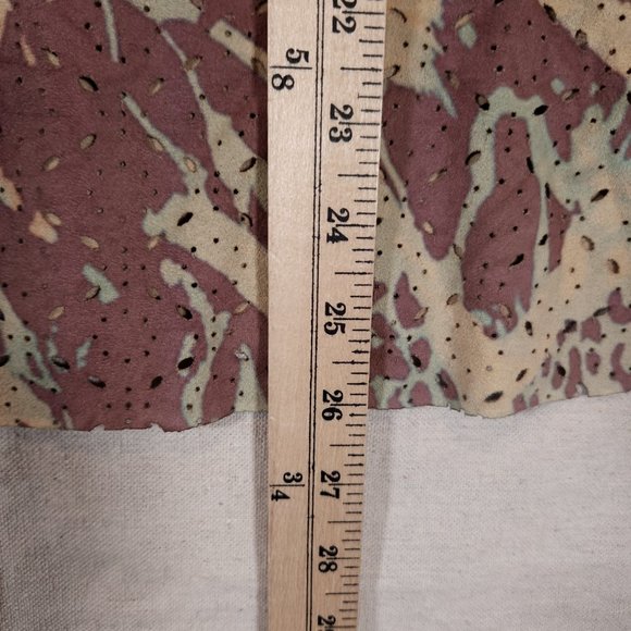 Cubism Abstract Animal Print Top Womens Medium Multicolor Perforations Shirt - Picture 5 of 14